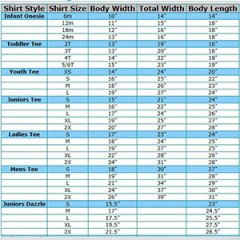 Products Available & Sizing Charts